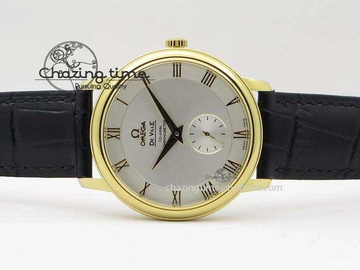 0310 Contemporary De Ville MK 1:1 Best Edition YG White Dial On Black Leather Asian Seagull T1701 (Sec@6) 8233